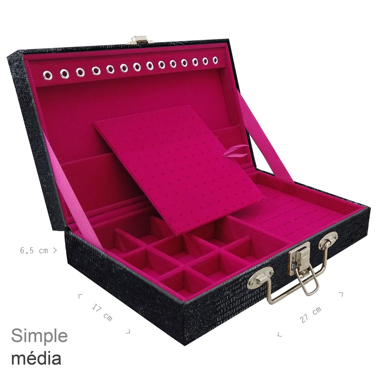 Maleta Simples Média Jacaré Preto - Sob Encomenda