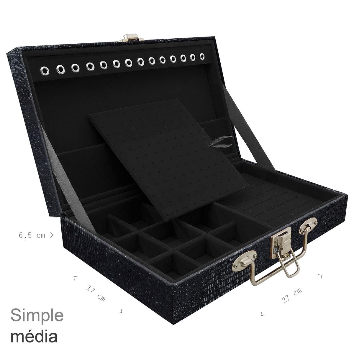 Maleta Simples Média Jacaré Preto - Sob Encomenda