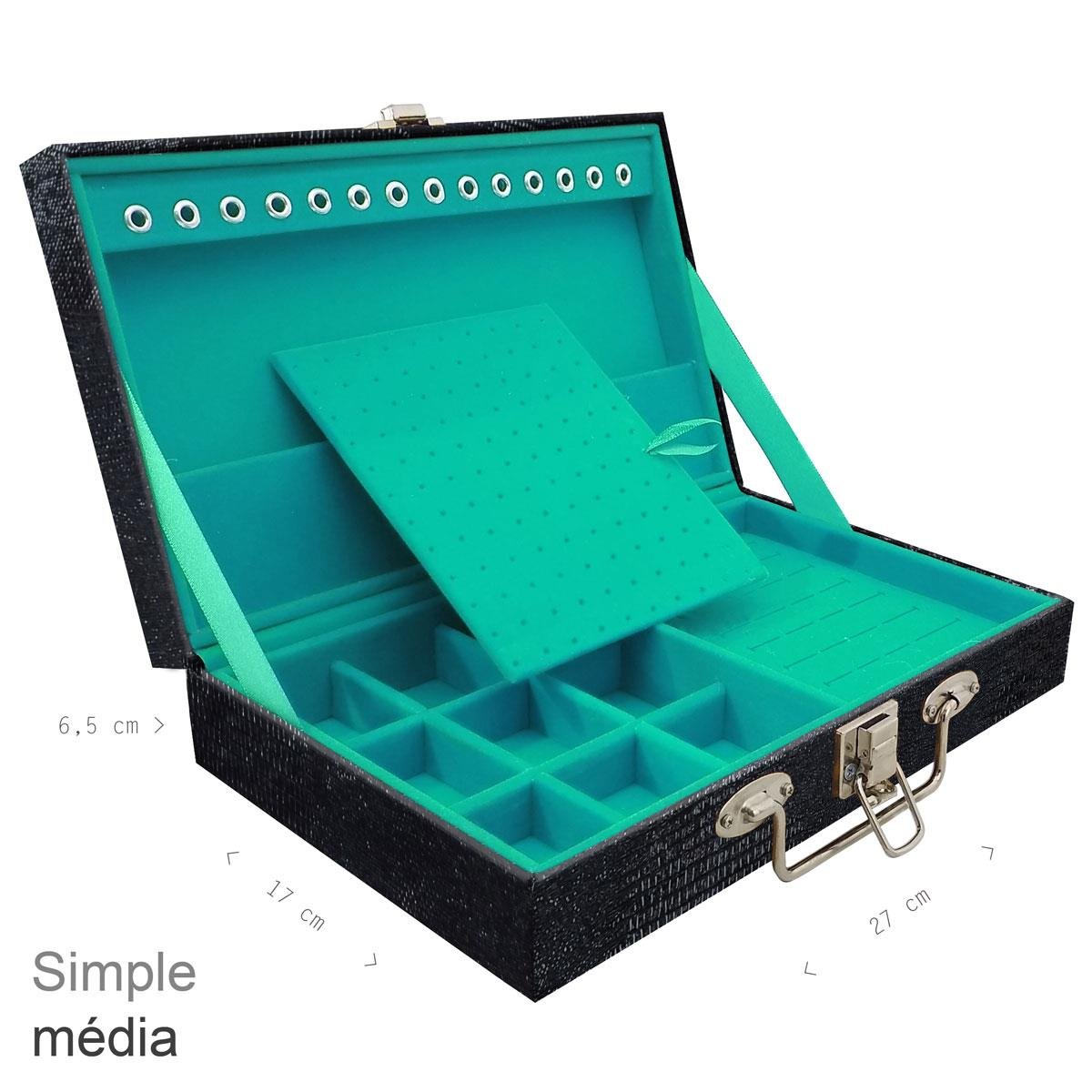 Maleta Simples Média Jacaré Preto - Sob Encomenda