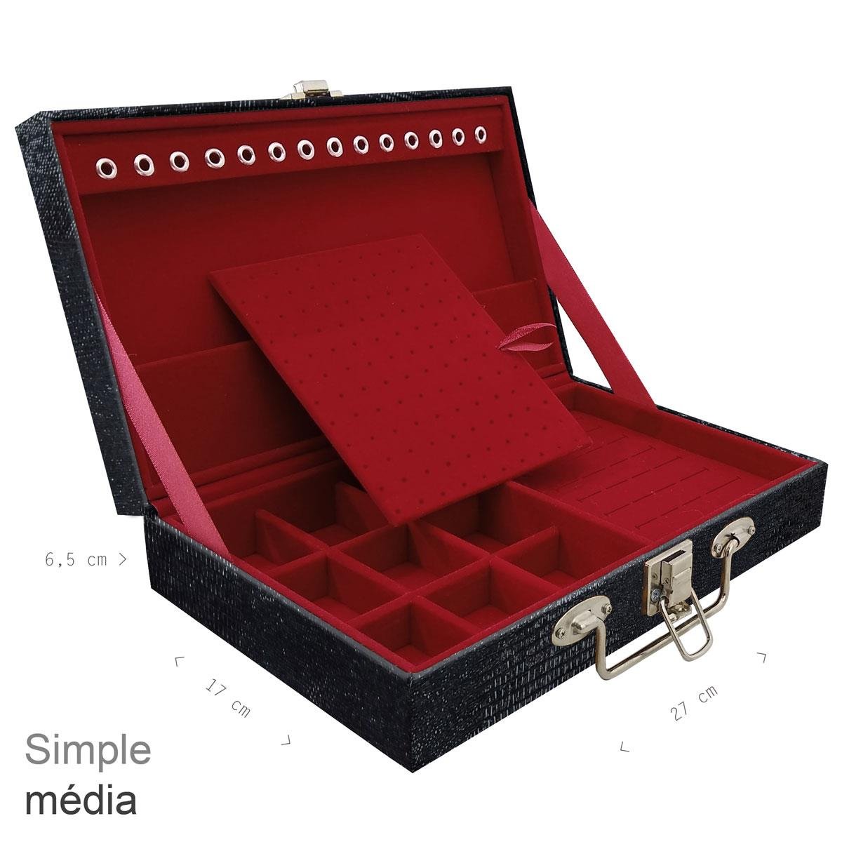 Maleta Simples Média Jacaré Preto - Sob Encomenda