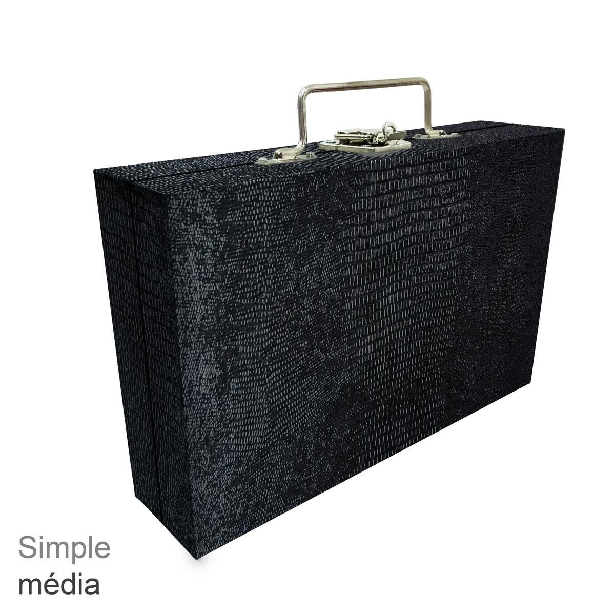 Maleta Simples Média Jacaré Preto - Sob Encomenda