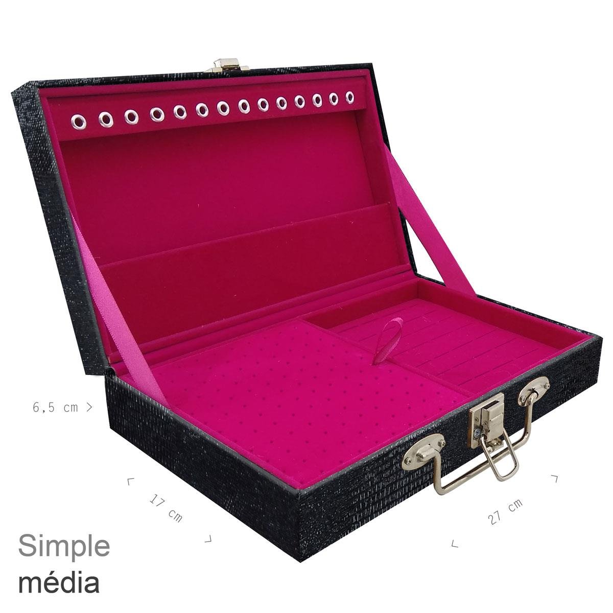 Maleta Simples Média Jacaré Preto - Sob Encomenda