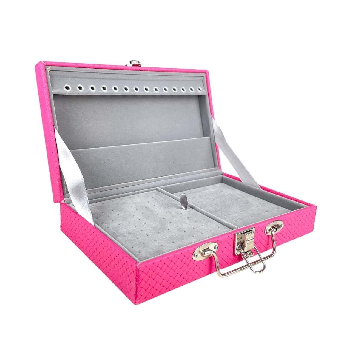 Maleta Porta-Joias Simples Média Ladrilhado Pink