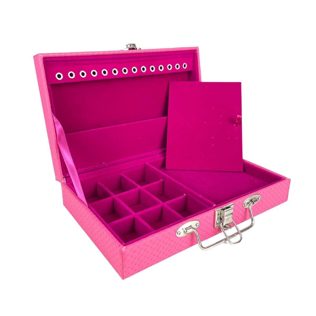 Maleta Porta-Joias Simples Média Ladrilhado Pink