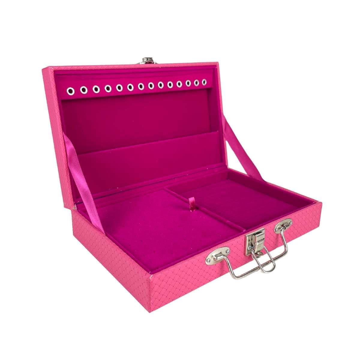 Maleta Porta-Joias Simples Média Ladrilhado Pink