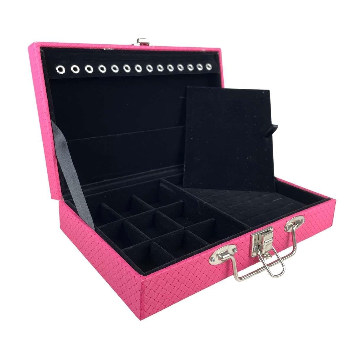Maleta Porta-Joias Simples Média Ladrilhado Pink