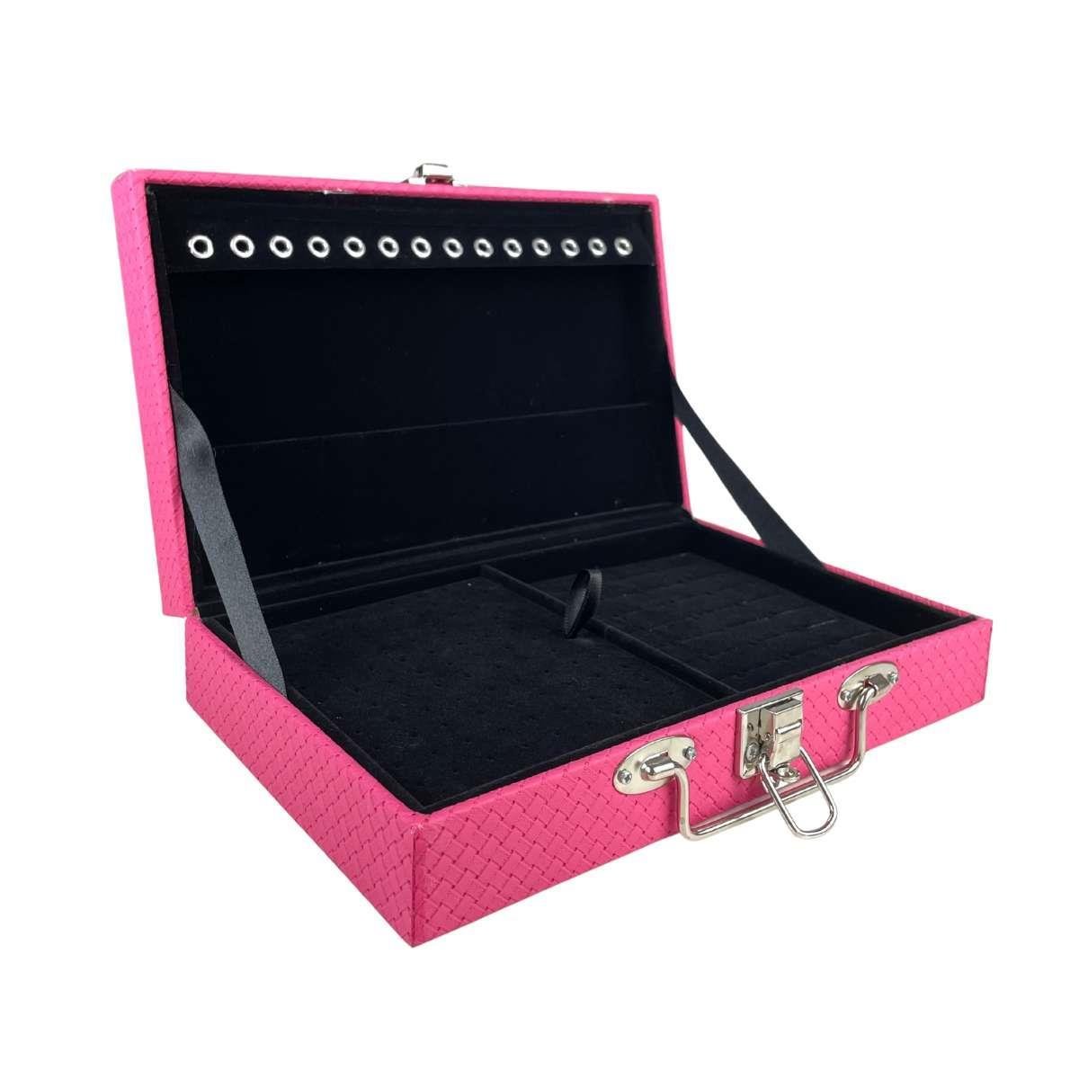 Maleta Porta-Joias Simples Média Ladrilhado Pink