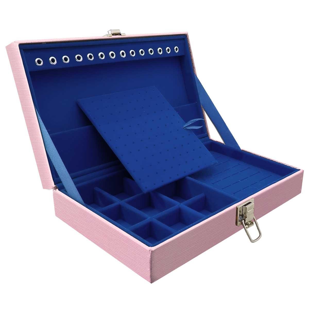 Estojo Maleta Porta Jóias Simples Média Milão Rosa