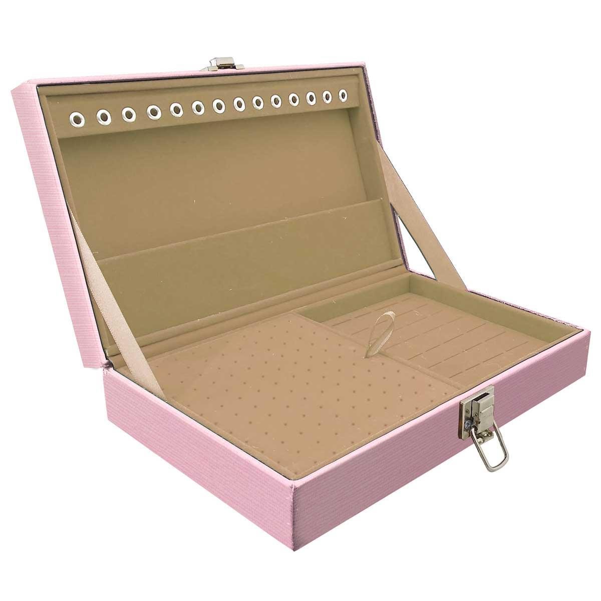 Estojo Maleta Porta Jóias Simples Média Milão Rosa