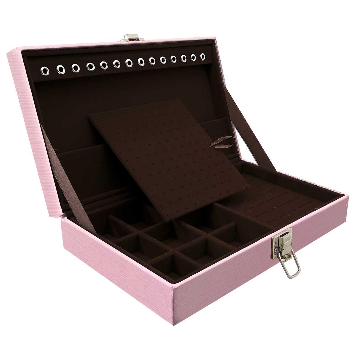 Estojo Maleta Porta Jóias Simples Média Milão Rosa