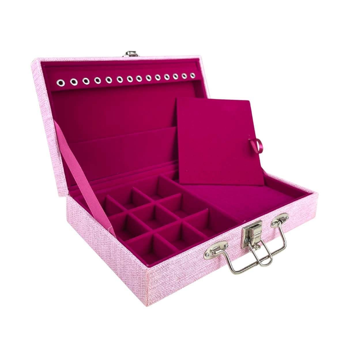 Maleta Porta-Joias Simples Média Milão Rosa