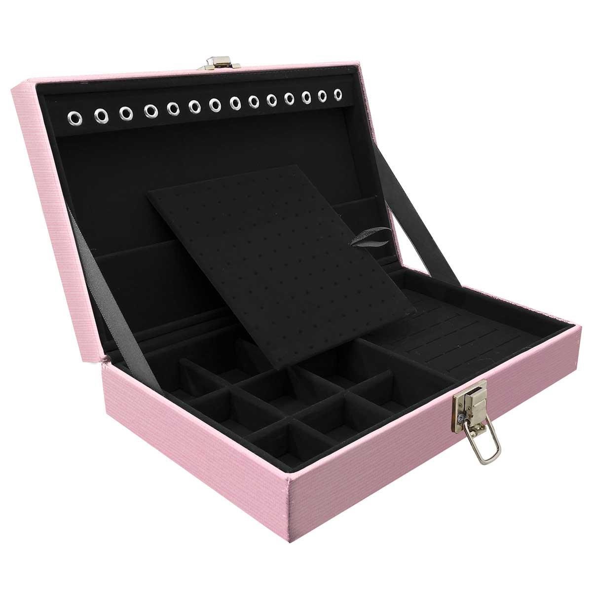 Estojo Maleta Porta Jóias Simples Média Milão Rosa
