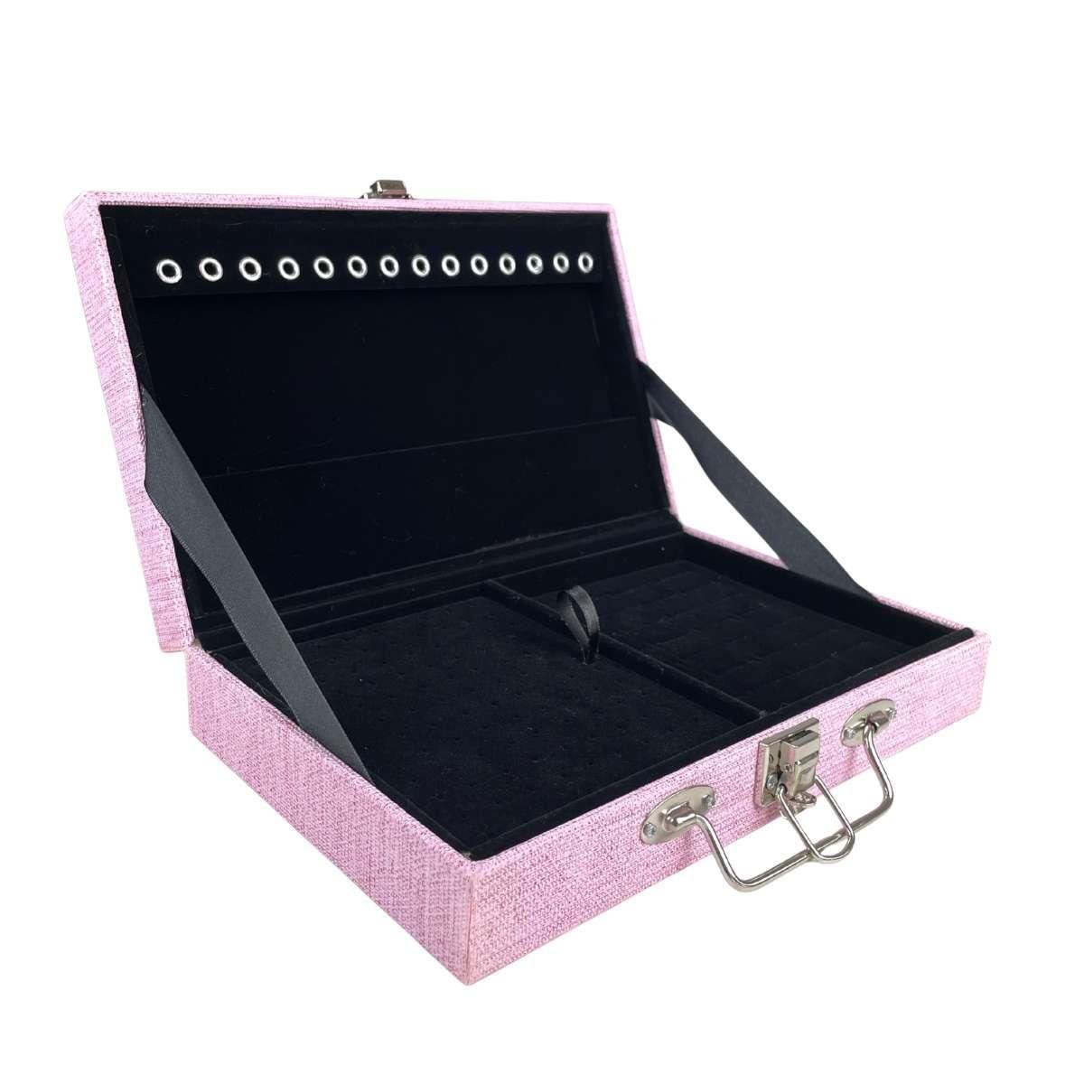 Maleta Porta-Joias Simples Média Milão Rosa