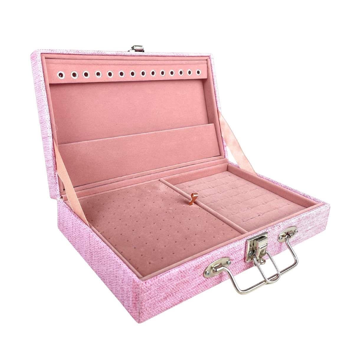 Maleta Porta-Joias Simples Média Milão Rosa