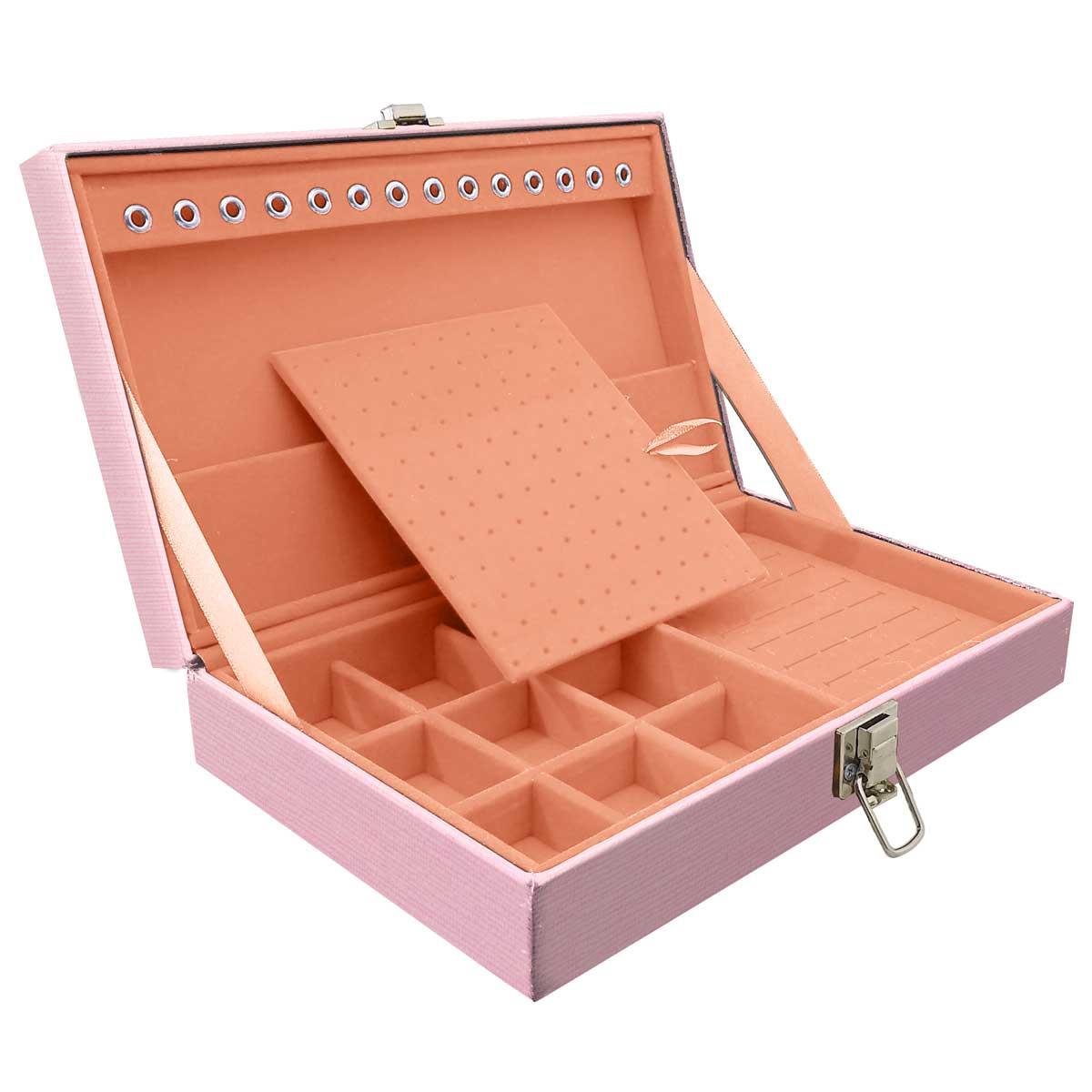 Estojo Maleta Porta Jóias Simples Média Milão Rosa