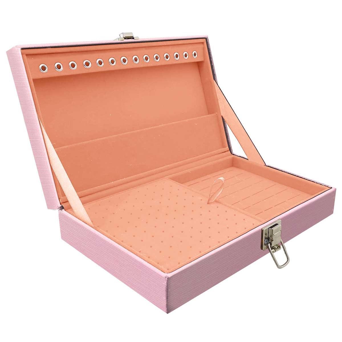 Estojo Maleta Porta Jóias Simples Média Milão Rosa