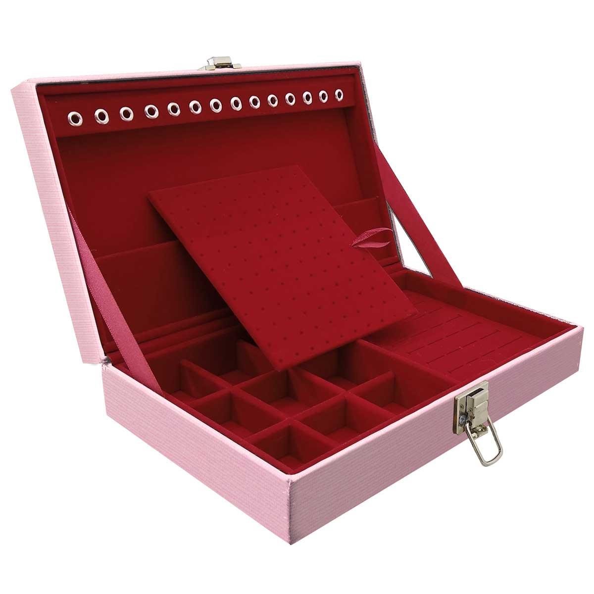 Estojo Maleta Porta Jóias Simples Média Milão Rosa