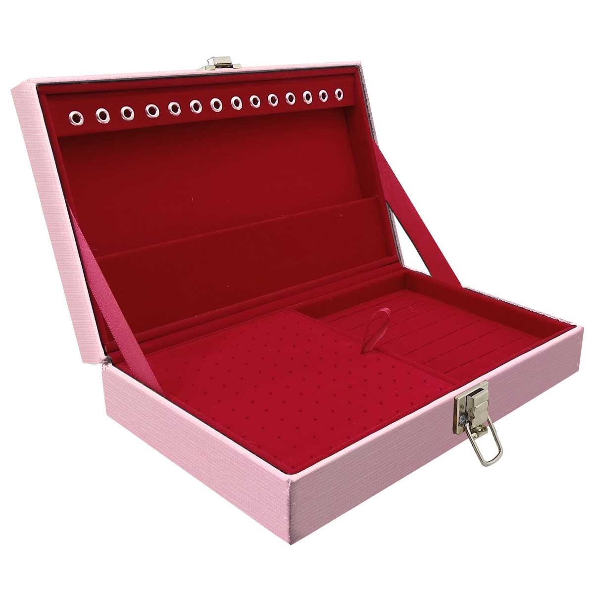 Estojo Maleta Porta Jóias Simples Média Milão Rosa