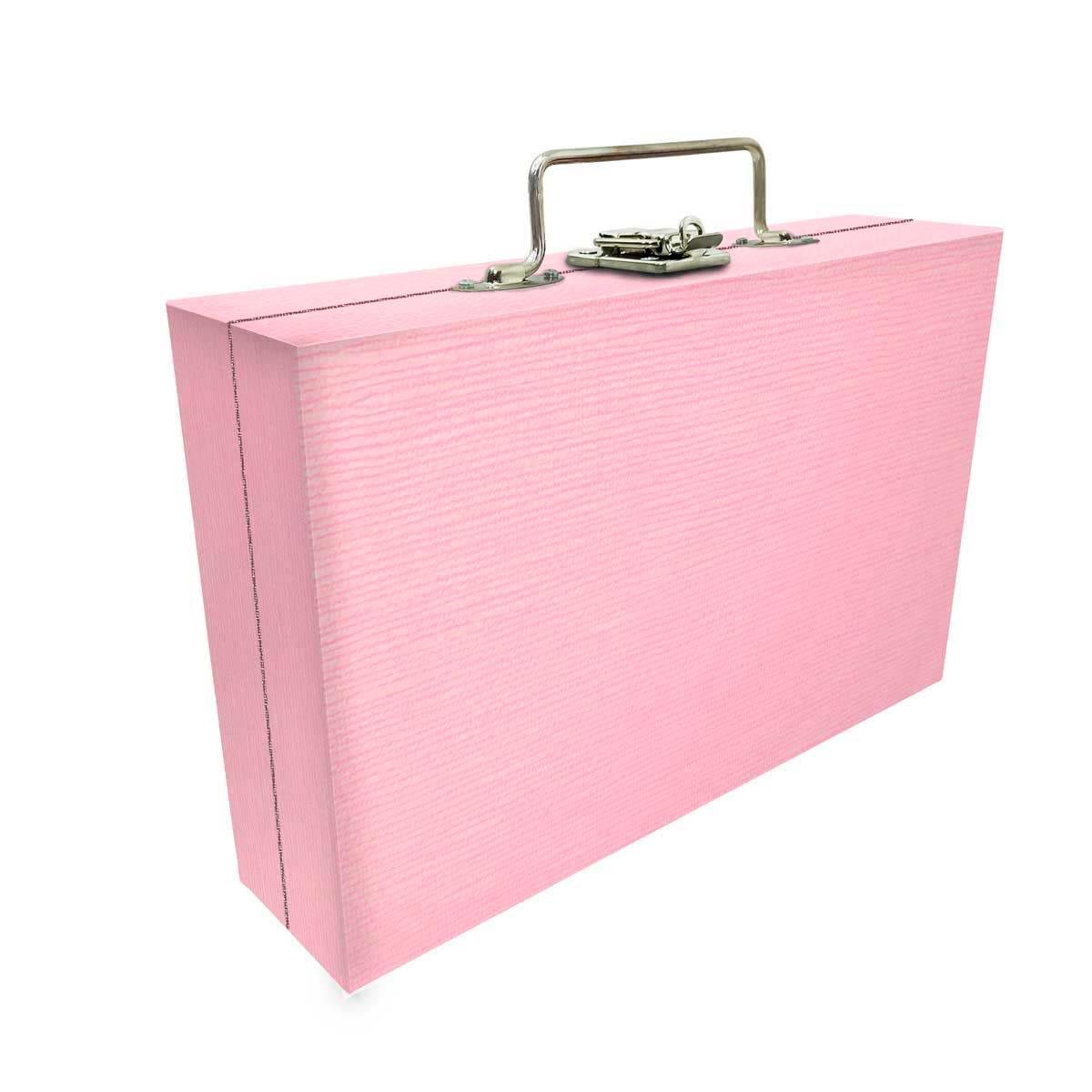 Estojo Maleta Porta Jóias Simples Média Milão Rosa