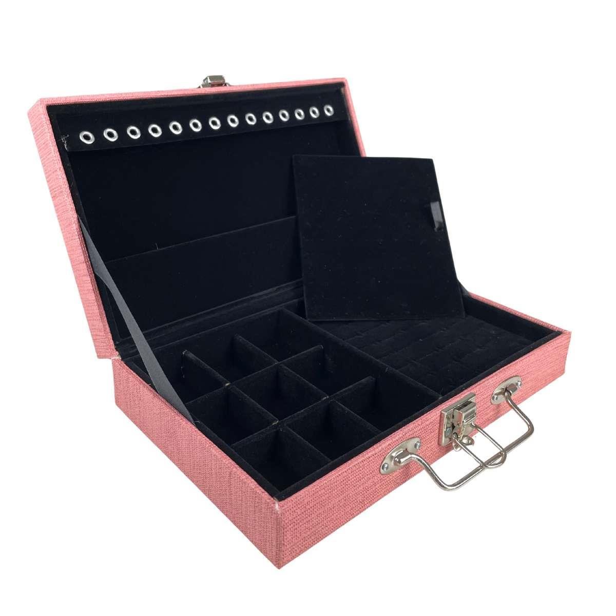 Maleta Porta Joias Simples Média Milão Salmão com Alça Fina