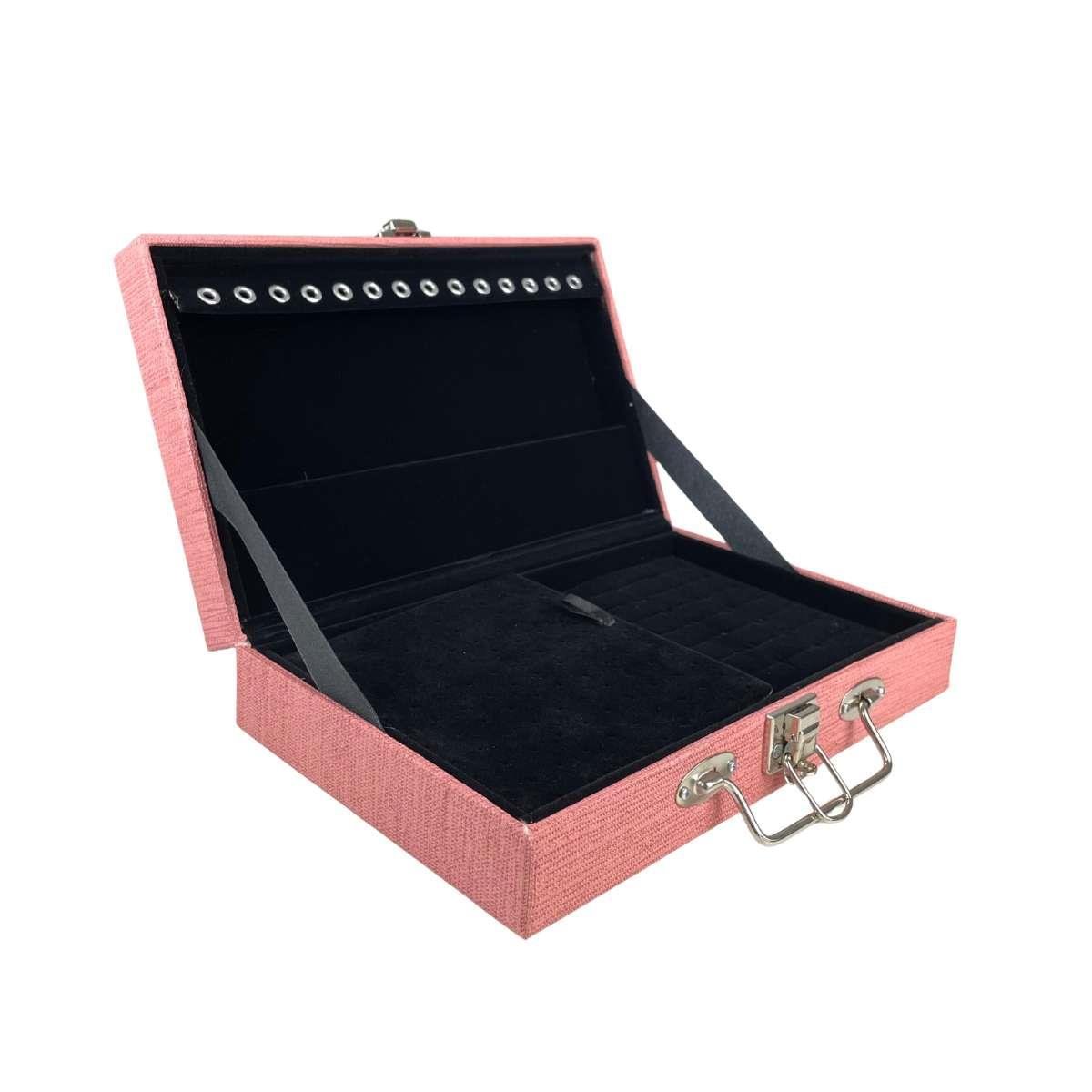 Maleta Porta Joias Simples Média Milão Salmão com Alça Fina