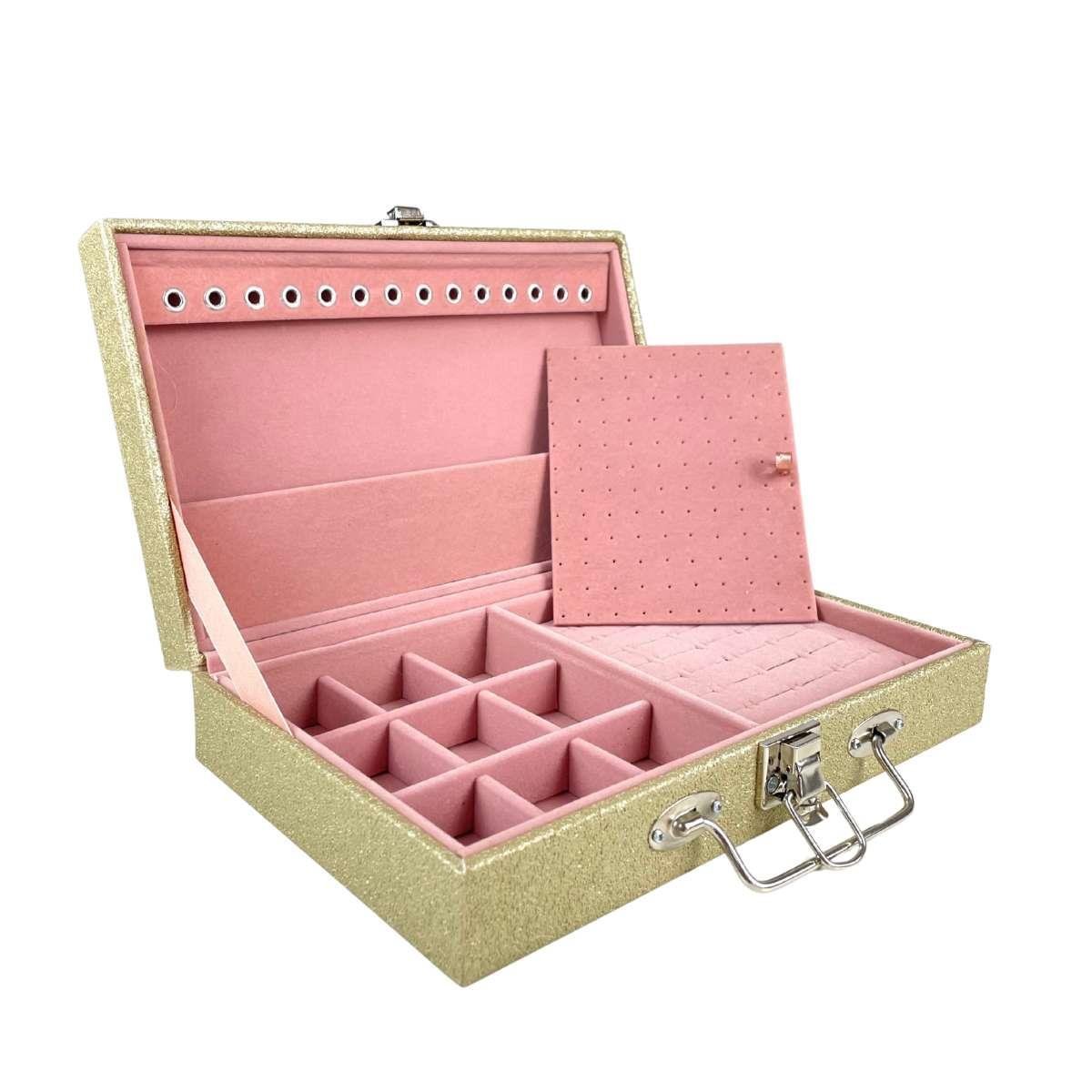 Maleta Porta-Joias Simples Média Shine Dourado