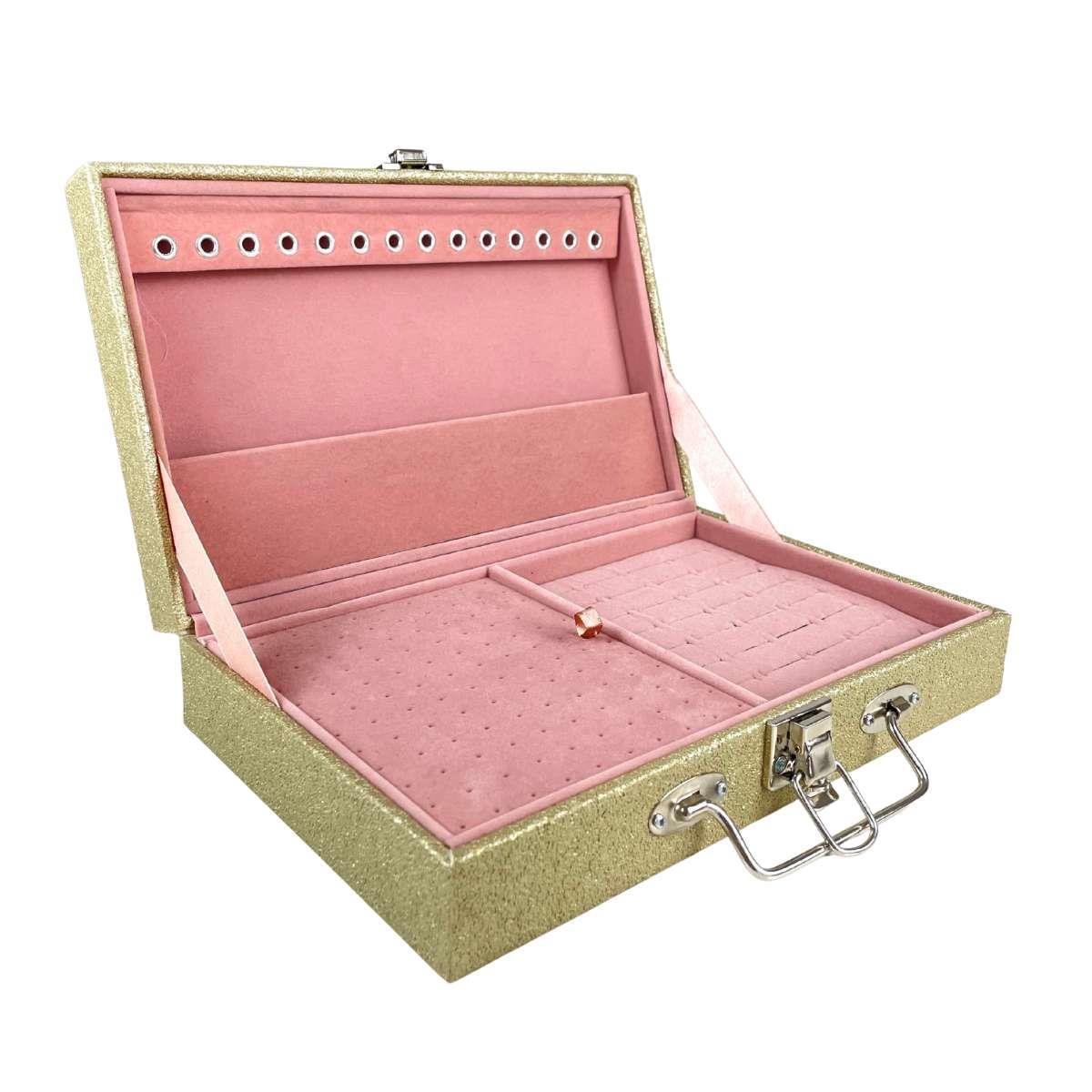 Maleta Porta-Joias Simples Média Shine Dourado