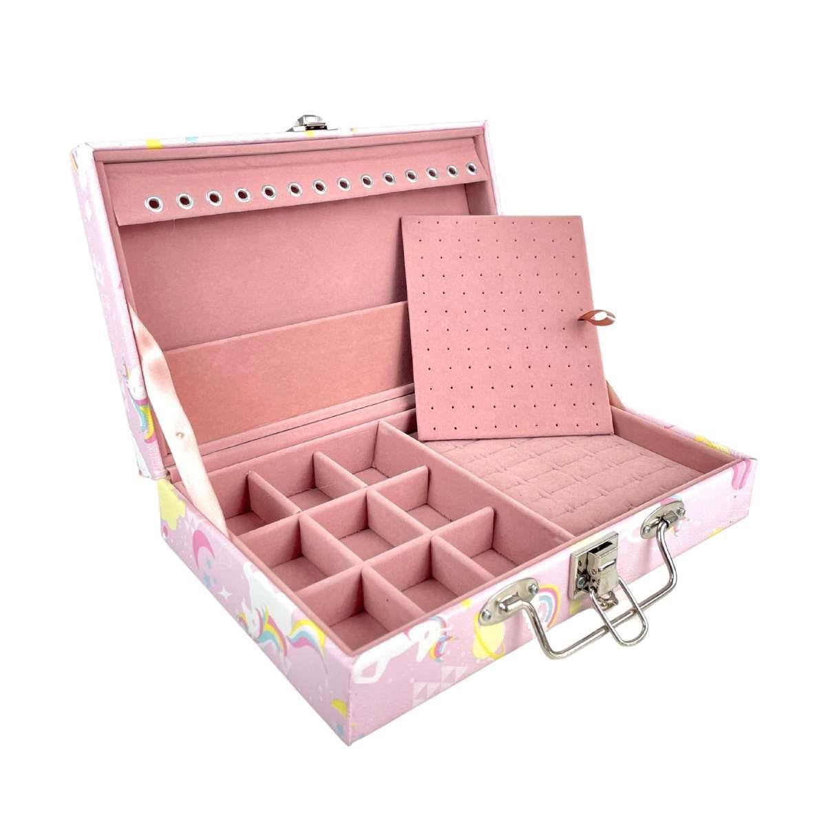 Maleta Porta-Joias Simples Média Unicornio Rosa