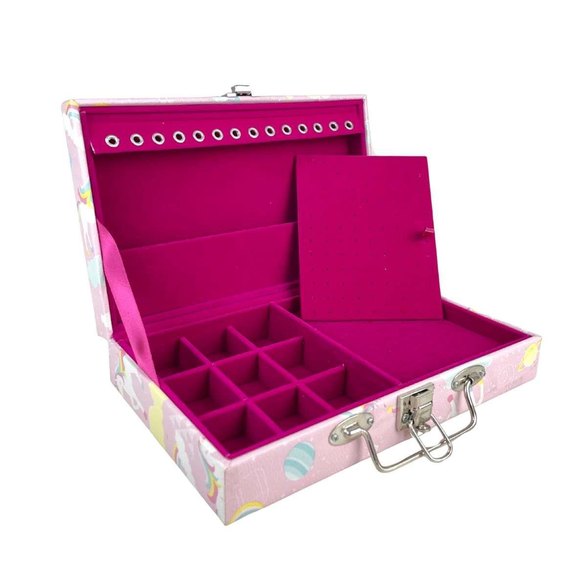 Maleta Porta-Joias Simples Média Unicornio Rosa