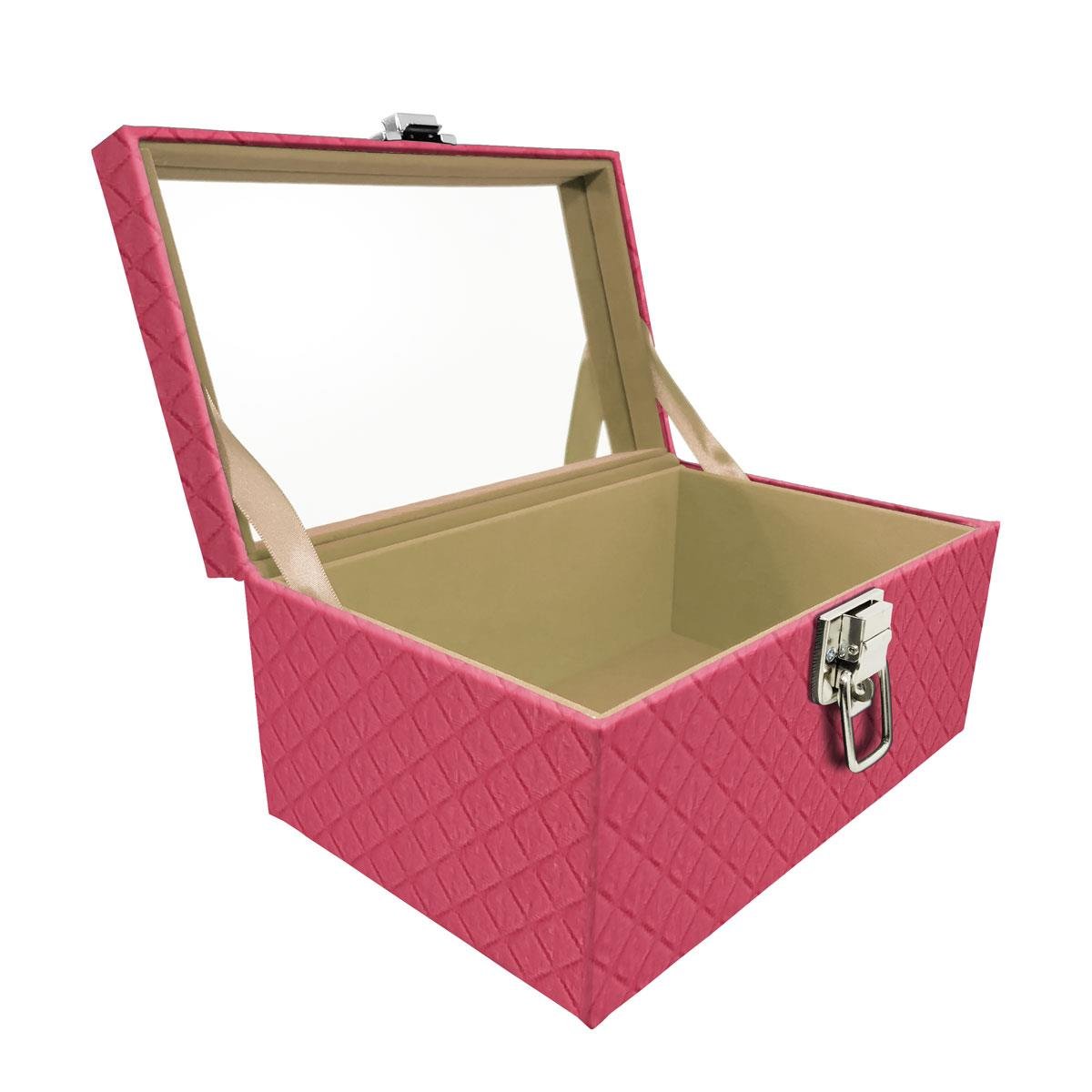 Maleta Tipo Baú Baby Acolchoado Vazia e Com Espelho Grande Dijon Pink - Sob Encomenda