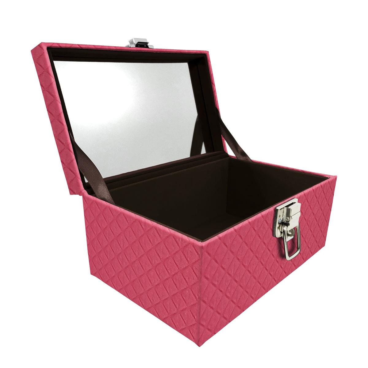 Maleta Tipo Baú Baby Acolchoado Vazia e Com Espelho Grande Dijon Pink - Sob Encomenda