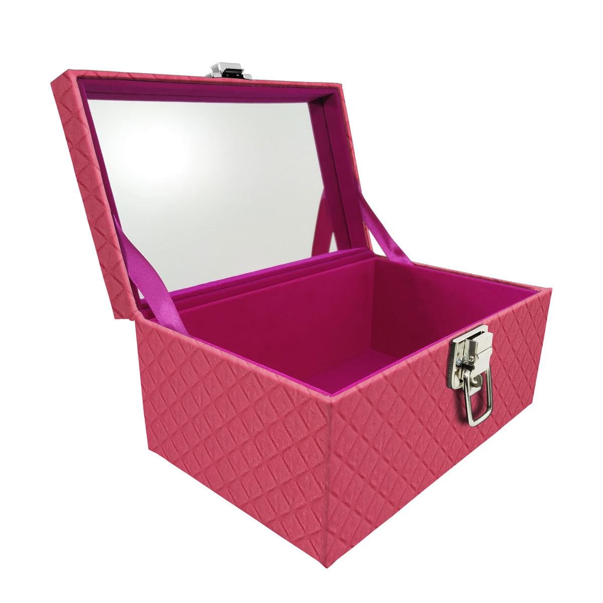 Maleta Tipo Baú Baby Acolchoado Vazia e Com Espelho Grande Dijon Pink - Sob Encomenda