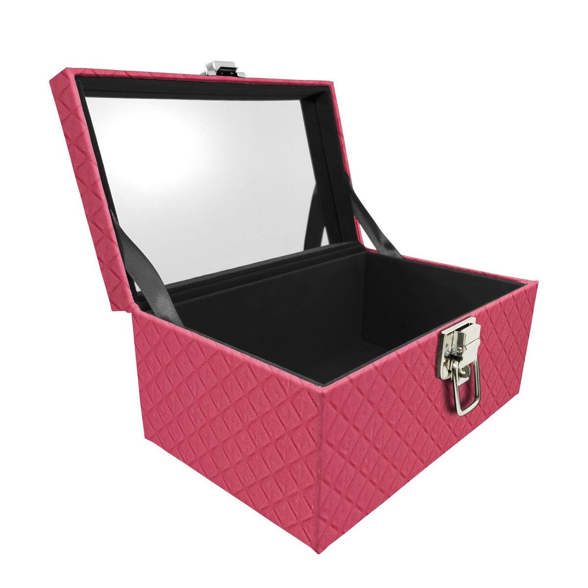 Maleta Tipo Baú Baby Acolchoado Vazia e Com Espelho Grande Dijon Pink - Sob Encomenda