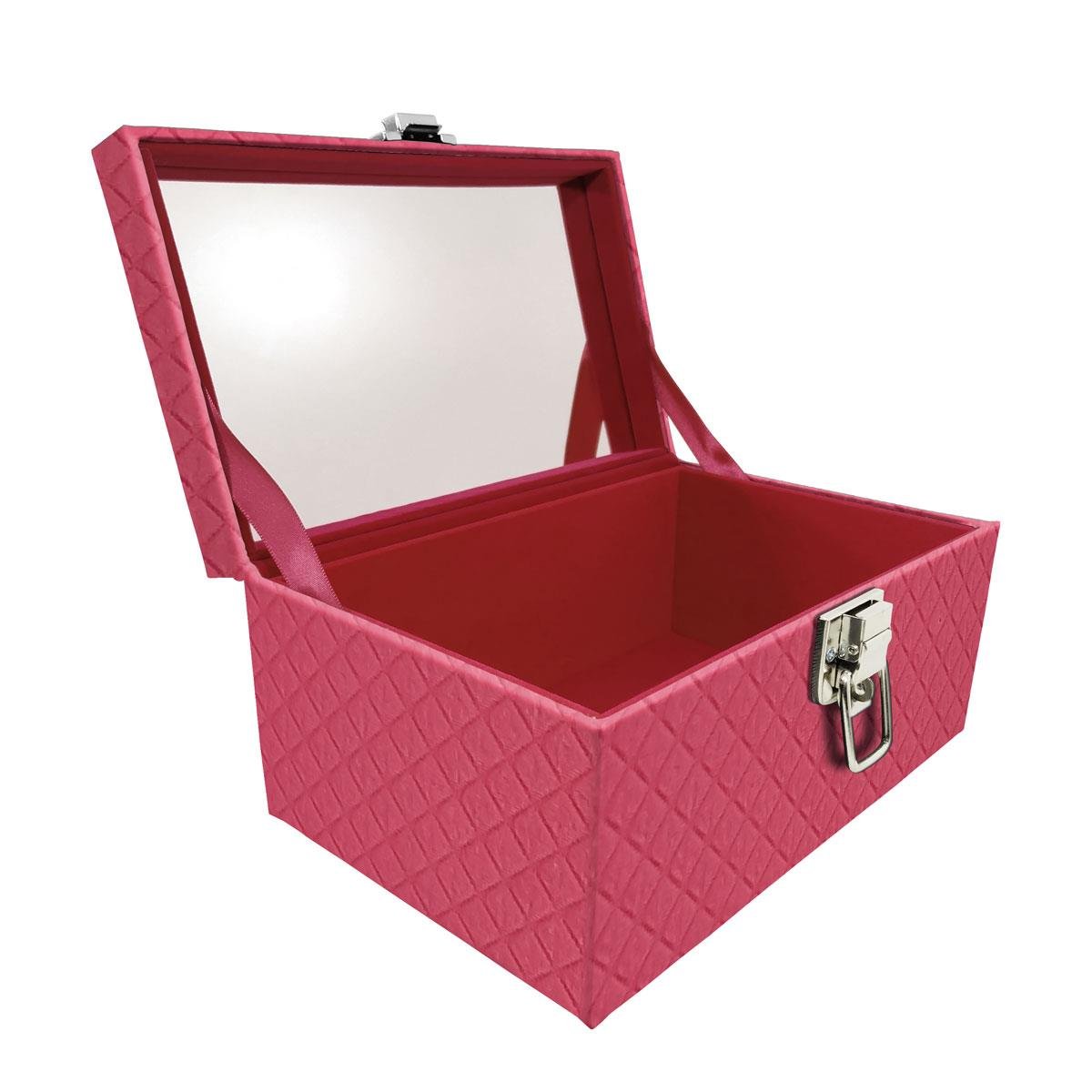 Maleta Tipo Baú Baby Acolchoado Vazia e Com Espelho Grande Dijon Pink - Sob Encomenda