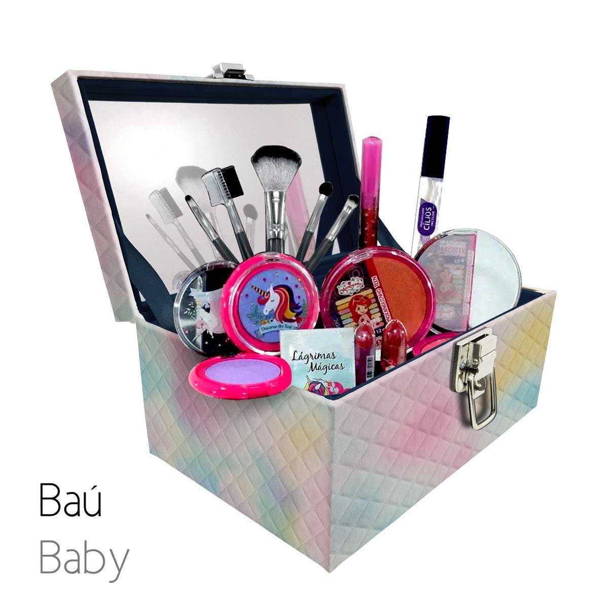 Maleta Porta Jóais Baú Baby Acolchoado Vazia e Com Espelho Grande Dijon Tie Dye