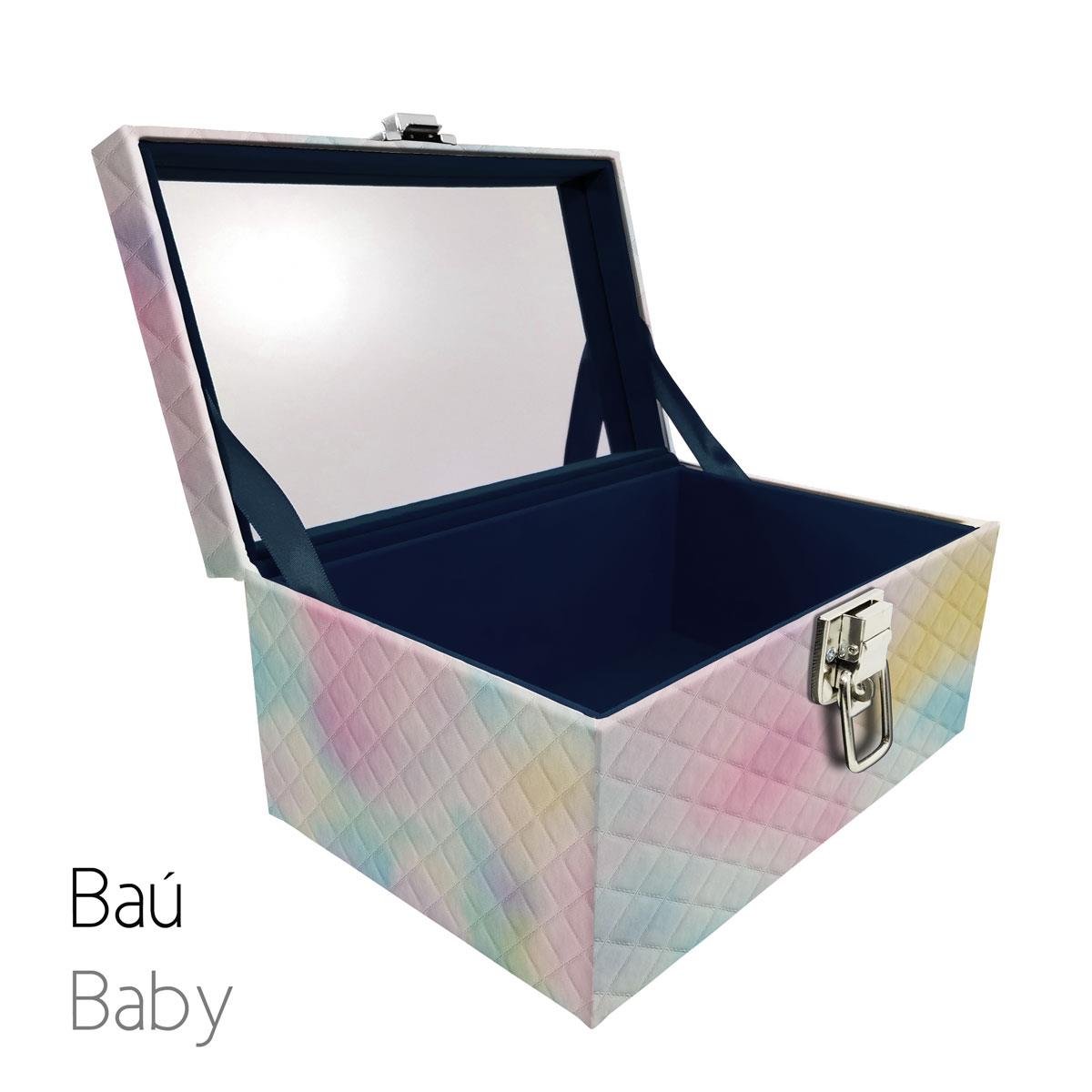 Maleta Porta Jóais Baú Baby Acolchoado Vazia e Com Espelho Grande Dijon Tie Dye