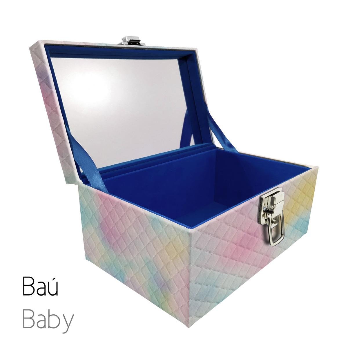 Maleta Porta Jóais Baú Baby Acolchoado Vazia e Com Espelho Grande Dijon Tie Dye