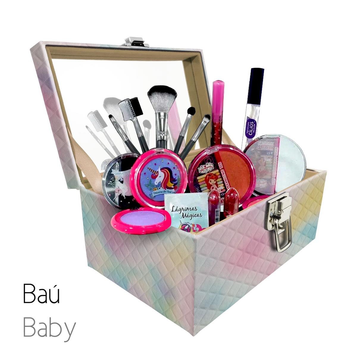 Maleta Porta Jóais Baú Baby Acolchoado Vazia e Com Espelho Grande Dijon Tie Dye