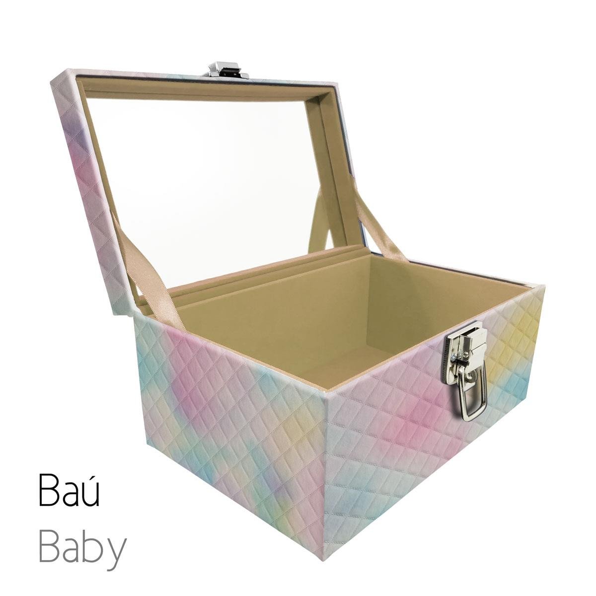 Maleta Porta Jóais Baú Baby Acolchoado Vazia e Com Espelho Grande Dijon Tie Dye