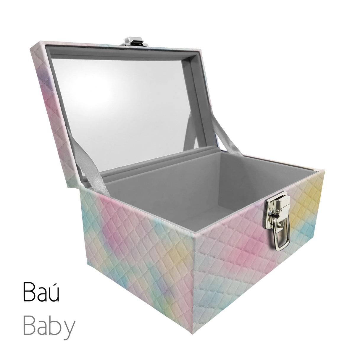 Maleta Porta Jóais Baú Baby Acolchoado Vazia e Com Espelho Grande Dijon Tie Dye