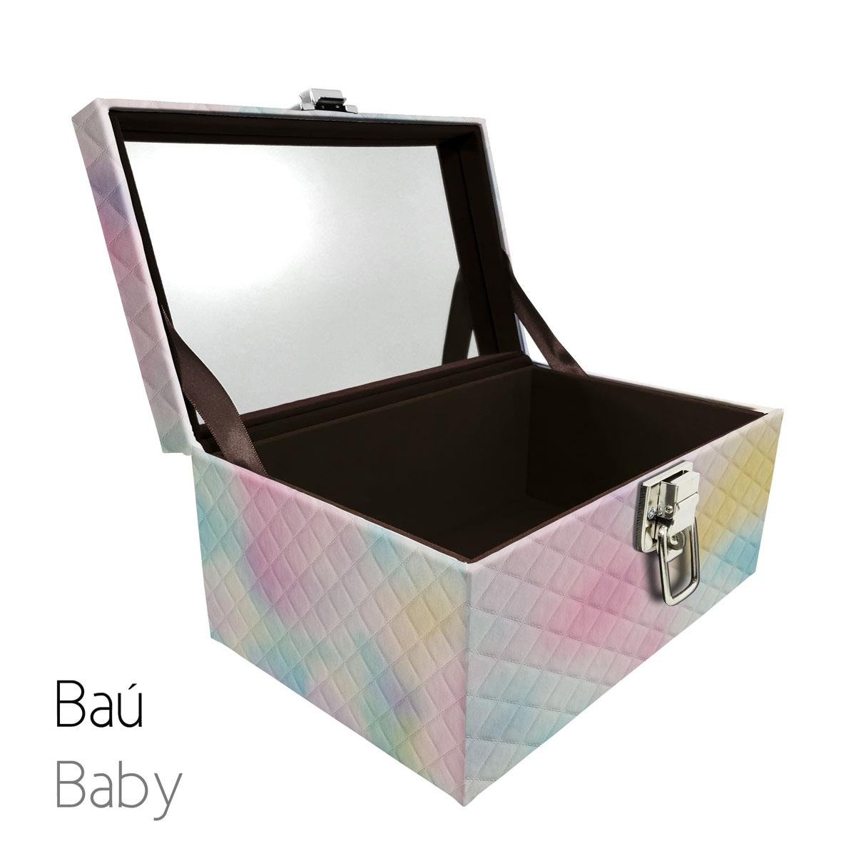 Maleta Porta Jóais Baú Baby Acolchoado Vazia e Com Espelho Grande Dijon Tie Dye