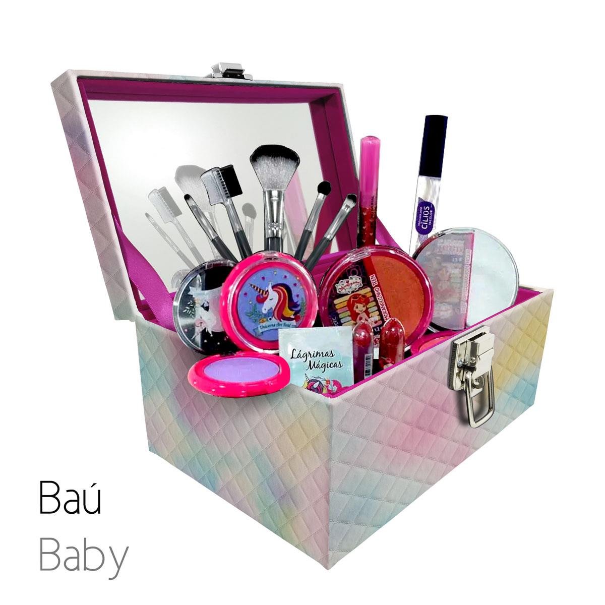 Maleta Porta Jóais Baú Baby Acolchoado Vazia e Com Espelho Grande Dijon Tie Dye