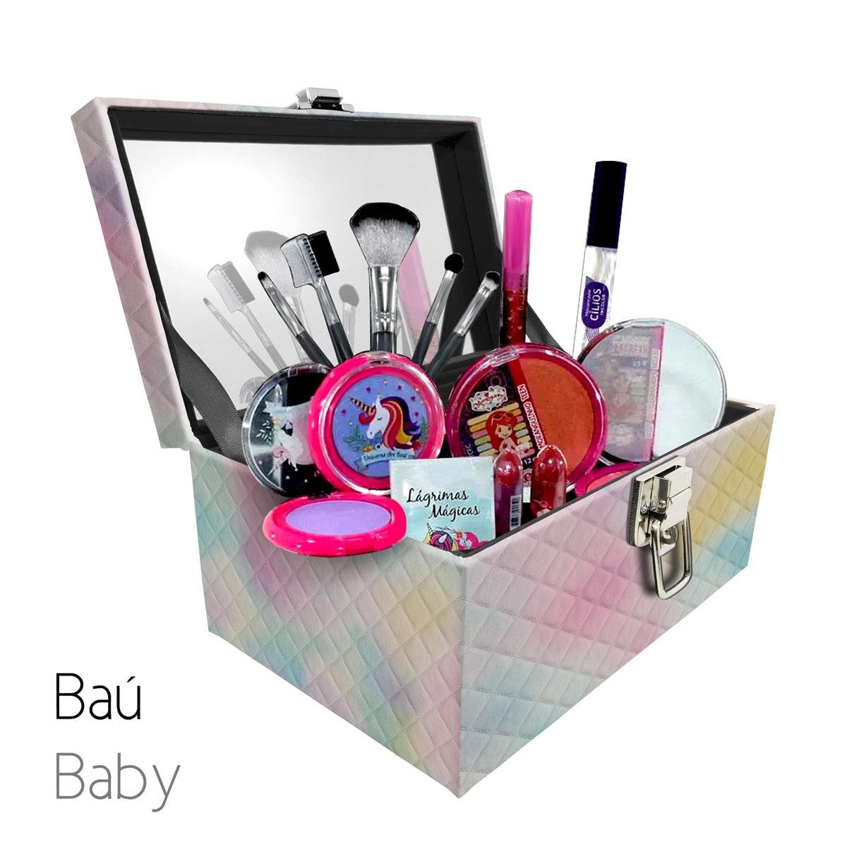 Maleta Porta Jóais Baú Baby Acolchoado Vazia e Com Espelho Grande Dijon Tie Dye