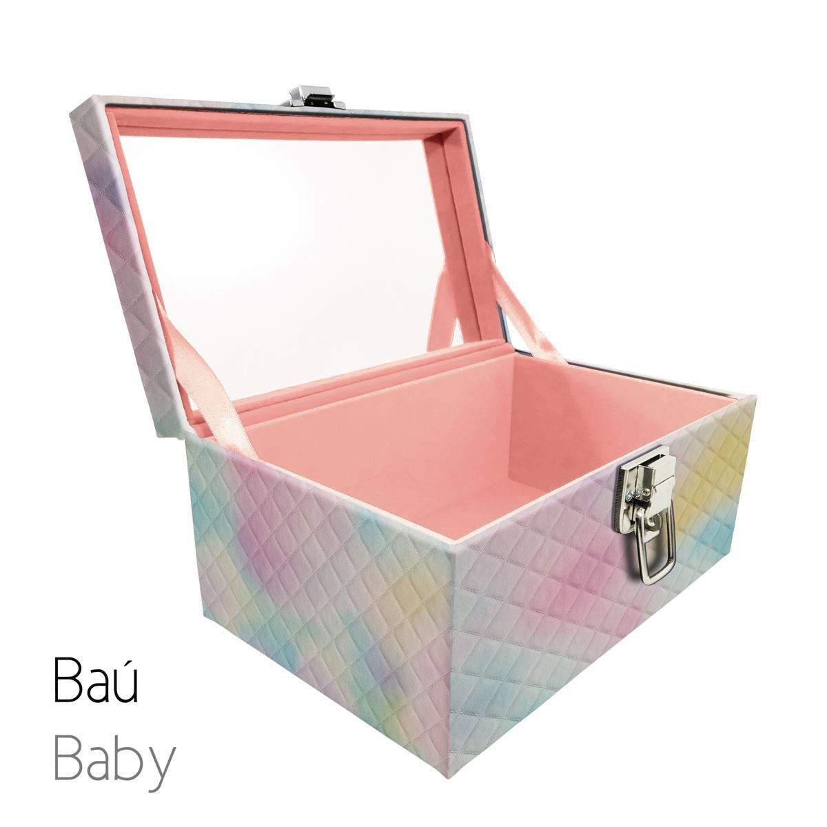 Maleta Porta Jóais Baú Baby Acolchoado Vazia e Com Espelho Grande Dijon Tie Dye