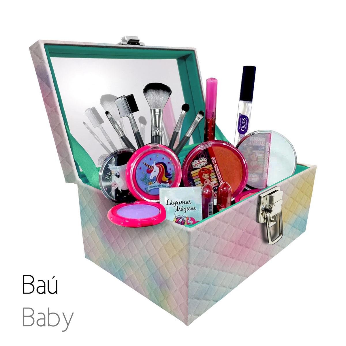 Maleta Porta Jóais Baú Baby Acolchoado Vazia e Com Espelho Grande Dijon Tie Dye