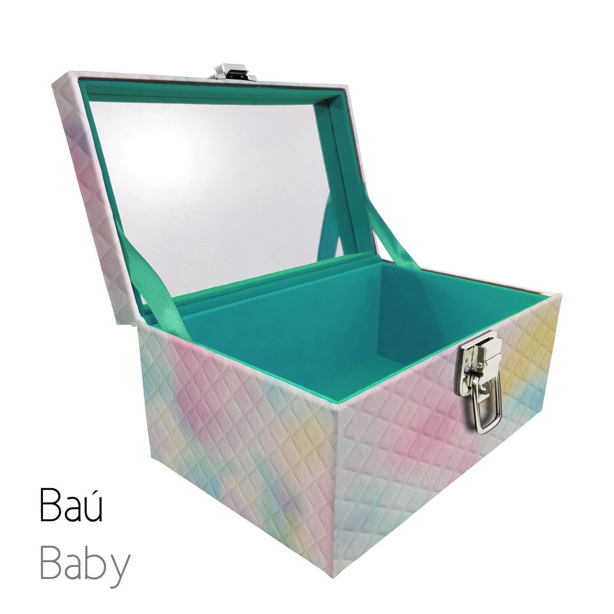Maleta Porta Jóais Baú Baby Acolchoado Vazia e Com Espelho Grande Dijon Tie Dye