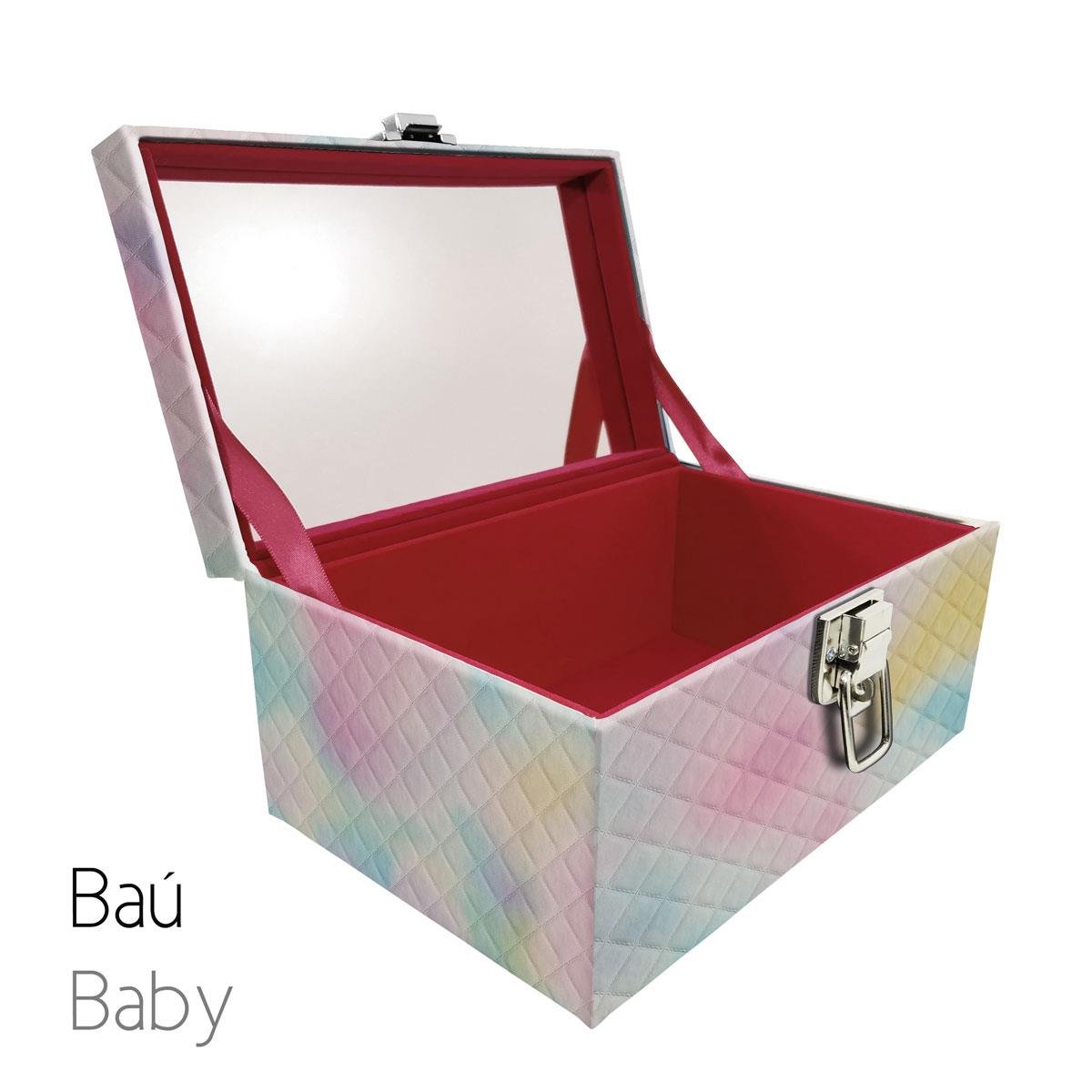 Maleta Porta Jóais Baú Baby Acolchoado Vazia e Com Espelho Grande Dijon Tie Dye