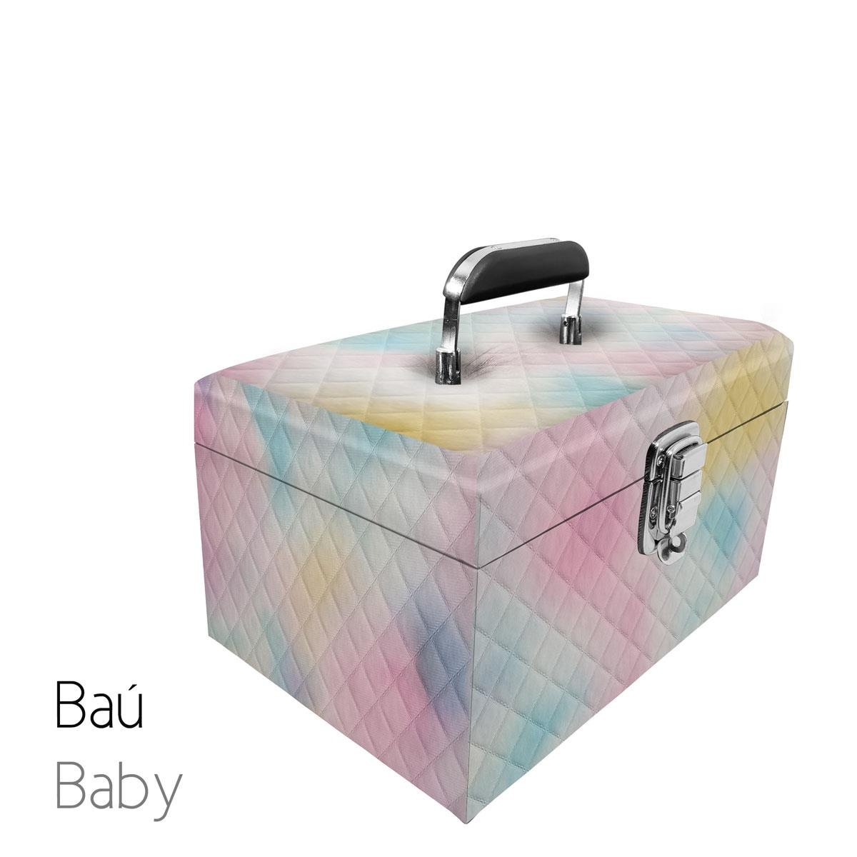 Maleta Porta Jóais Baú Baby Acolchoado Vazia e Com Espelho Grande Dijon Tie Dye