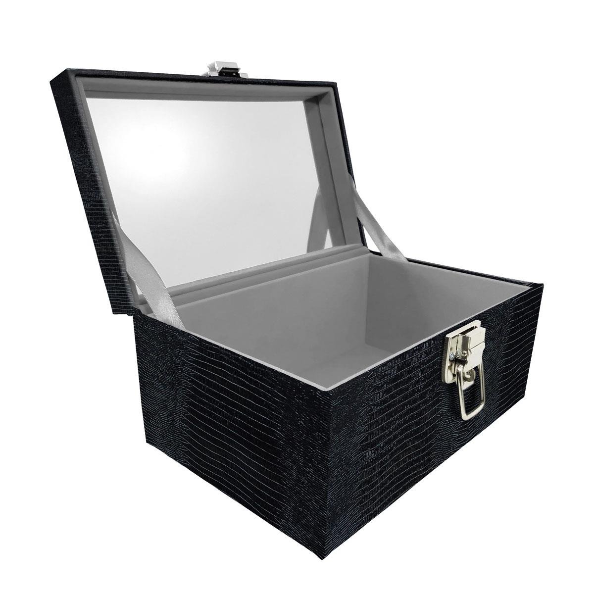 Maleta Tipo Baú Baby Acolchoado Vazia e Com Espelho Grande Jacaré - Sob Encomenda