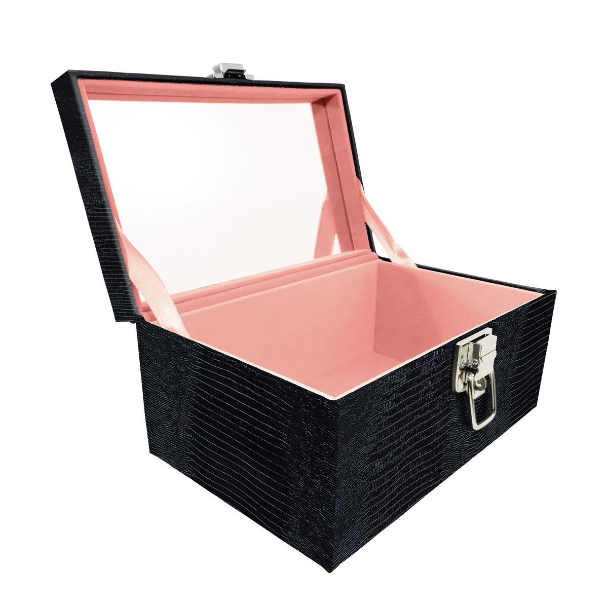 Maleta Tipo Baú Baby Acolchoado Vazia e Com Espelho Grande Jacaré - Sob Encomenda